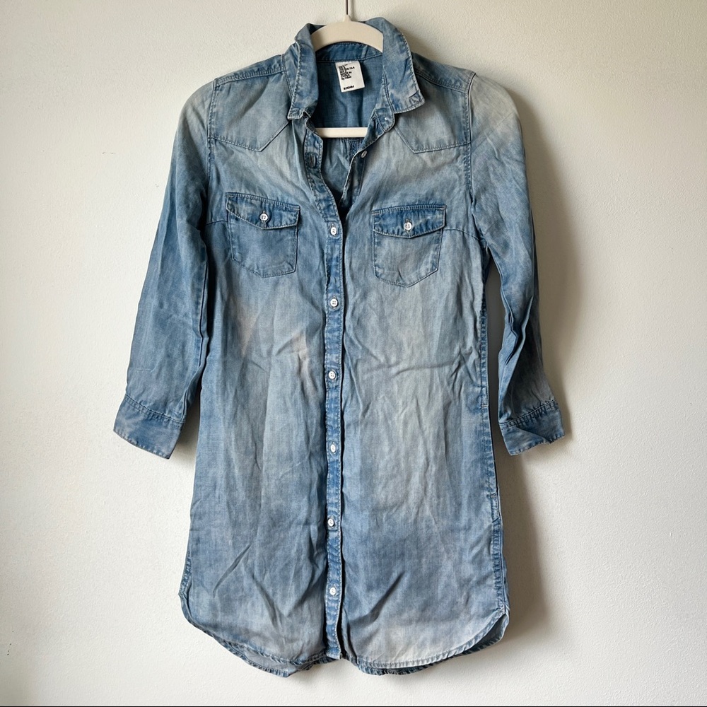 H&M Tencel Lyocell Denim Button-Down Shirt Dress 2